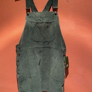 Teal corduroy overall dress